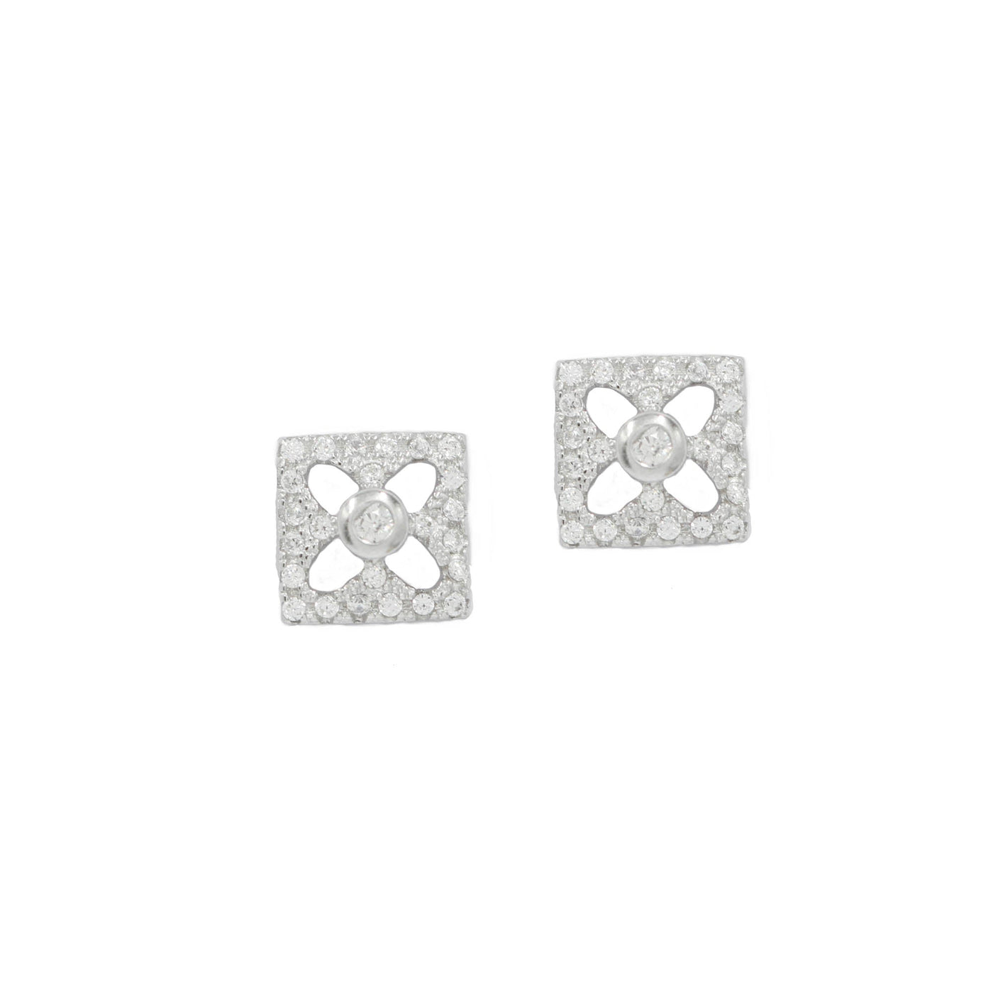 Sangeeta Boochra 925 Sterling Silver Jewelry Circular Cubic Zirconia CZ Stud Earring
