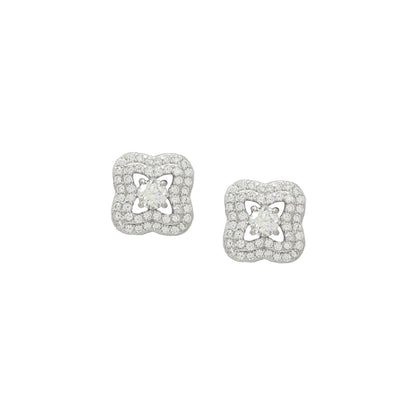 Sangeeta Boochra 925 Sterling Silver Jewelry Circular Cubic Zirconia CZ Stud Earring