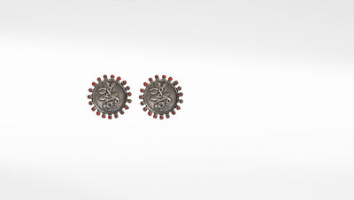 Sangeeta Boochra Tribal Silver Earrings With CZ And Coral