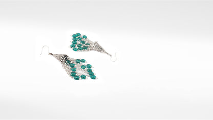 Sangeeta Boochra Green Tribal Silver Earrings