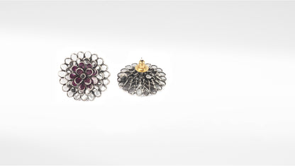 Sangeeta Boochra Pink Tribal Silver Earrings