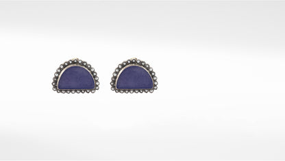 Sangeeta Boochra Blue Tribal Silver Earrings