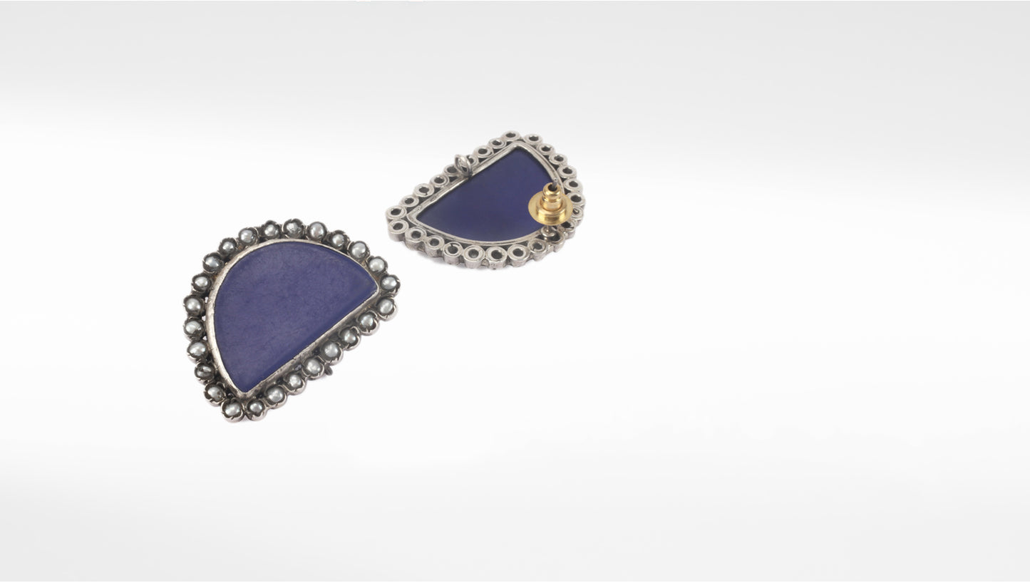 Sangeeta Boochra Blue Tribal Silver Earrings