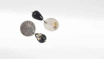 Sangeeta Boochra Black Tribal Silver Earrings