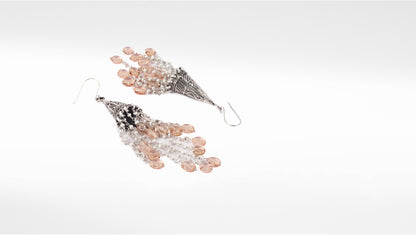 Sangeeta Boochra Pink Tribal Silver Earrings