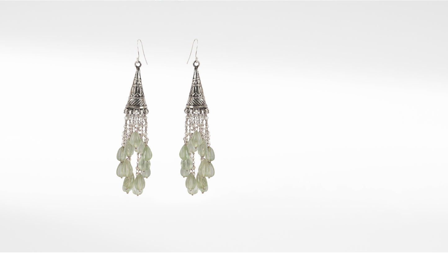 Sangeeta Boochra White Tribal Silver Earrings