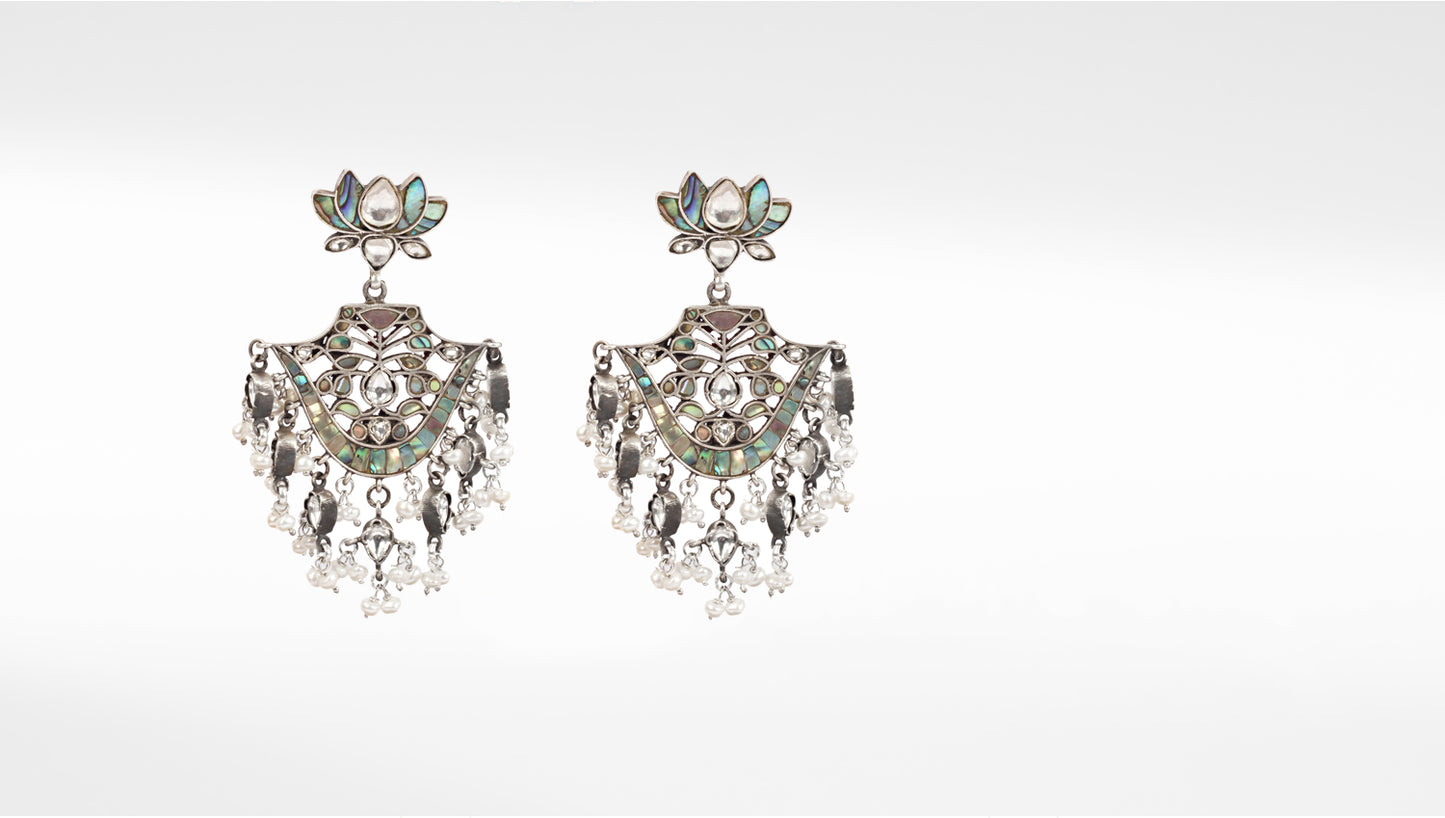 Sangeeta Boochra Tribal Silver Earrings With Pearls