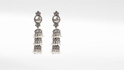 Sangeeta Boochra Tribal Silver Earrings With Pearls