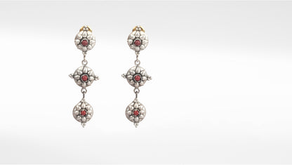 Sangeeta Boochra Red Tribal Silver Earrings