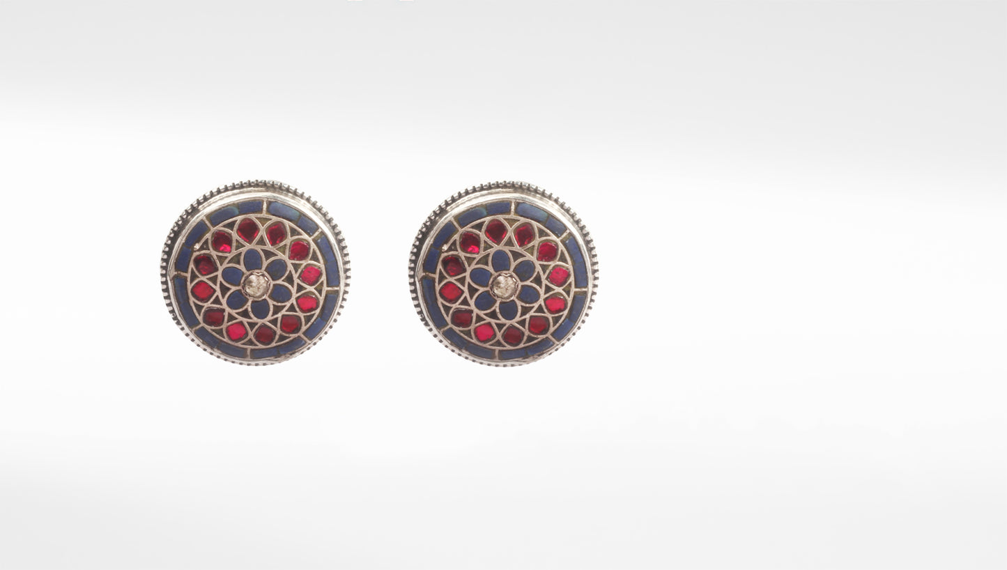 Sangeeta Boochra Multicolor Tribal Silver Earrings