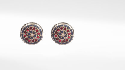 Sangeeta Boochra Multicolor Tribal Silver Earrings