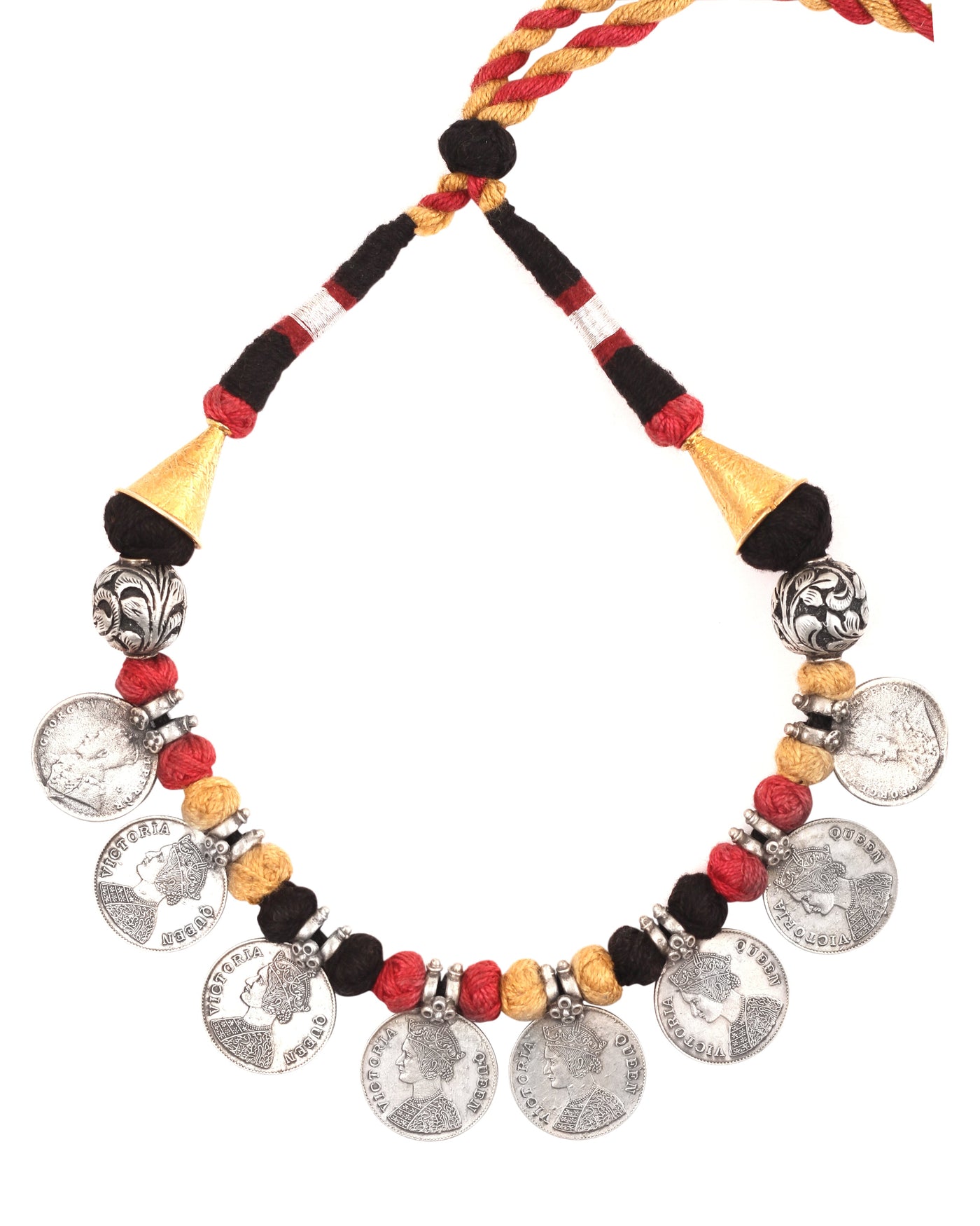 Sangeeta Boochra Multicolor Tribal Silver Choker Necklace-Necklace-Sangeeta Boochra