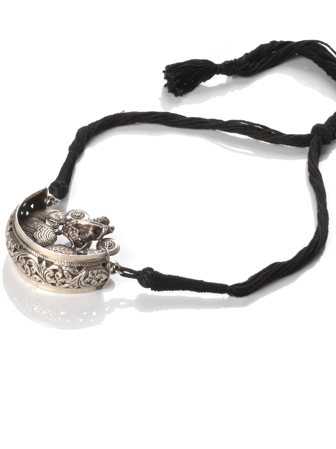 Handmade Saraswati Silver Necklace-Necklace-Sangeeta Boochra