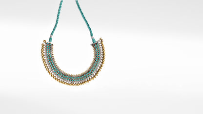 Sangeeta Boochra Dual Tone Silver Necklace With Turquoise Stone