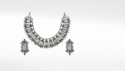 Piharvaa Silver Necklace with Earrings