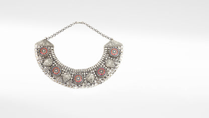 Sangeeta Boochra Multicolor Tribal Silver Necklace