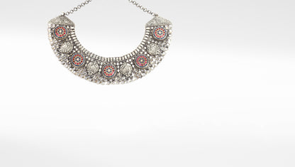 Sangeeta Boochra Multicolor Tribal Silver Necklace