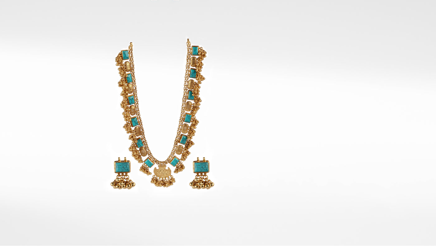 24 Kt Gold Plated Vaidahi Silver Necklace Set
