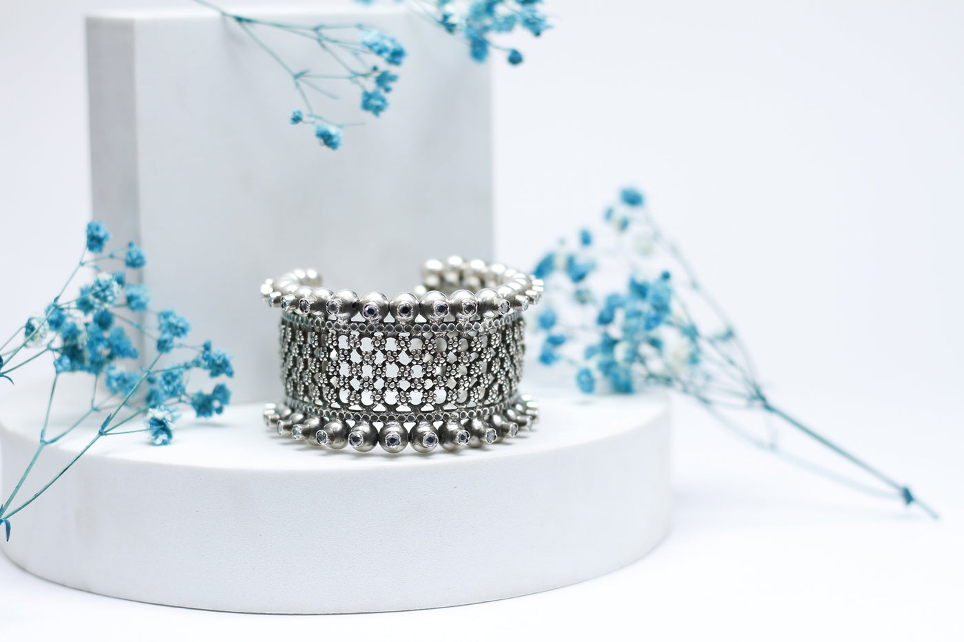 Vividh- Silver Lubena Cuff Bracelet