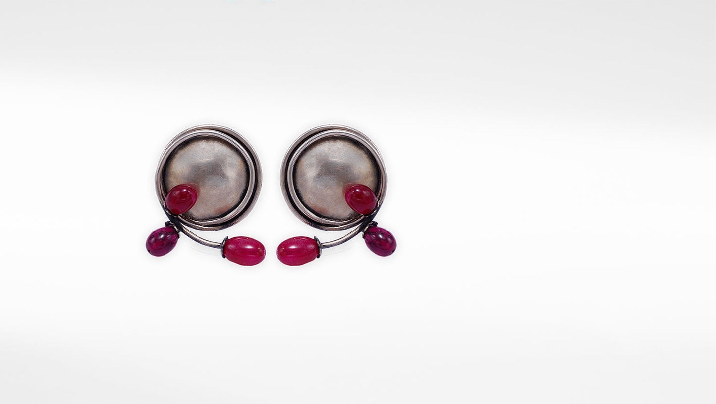 Vividh- Silver Kasool Round Earrings