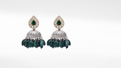 Vividh- Silver Allami Jhumka Earrings