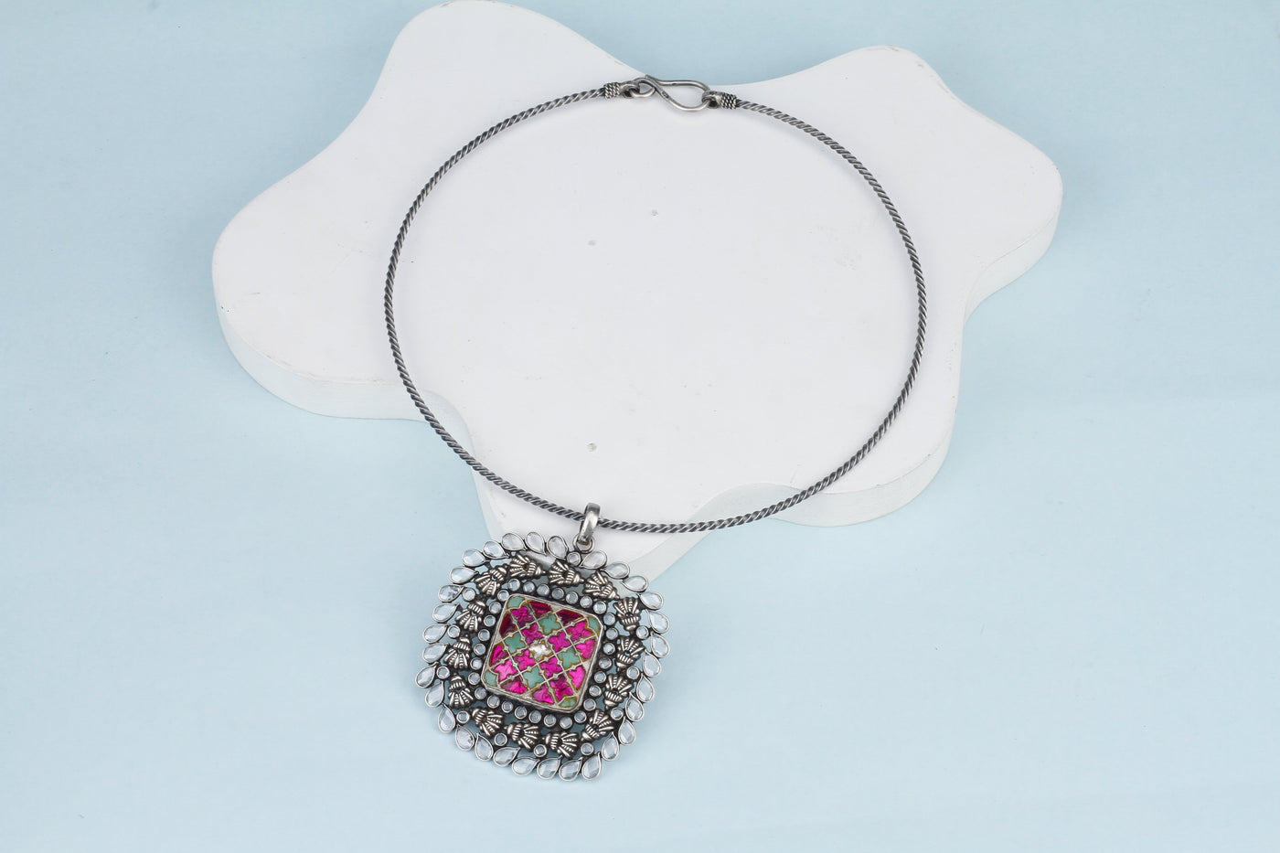 Vividh- Silver Zara Kundan Necklace