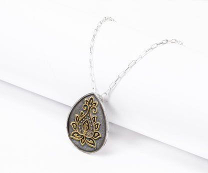 Anantaya - Silver Handcrafted Pendant with Chain-Pendant-Sangeeta Boochra