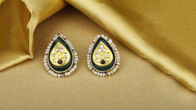 Sangeeta Boochra X Payal Singhal  Mehreen Silver Earring with Green Onyx Stone