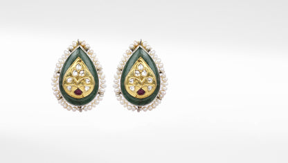 Sangeeta Boochra X Payal Singhal  Mehreen Silver Earring with Green Onyx Stone