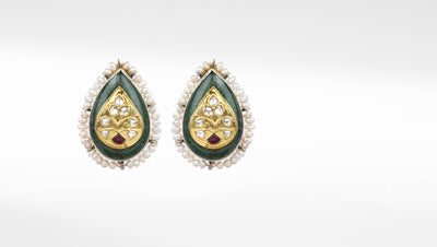 Sangeeta Boochra X Payal Singhal  Mehreen Silver Earring with Green Onyx Stone