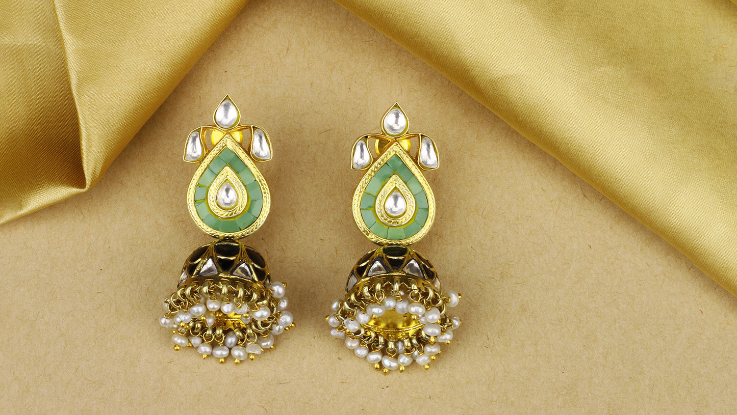 Sangeeta Boochra X Payal Singhal  Hasina Silver Earring with Kundan Work