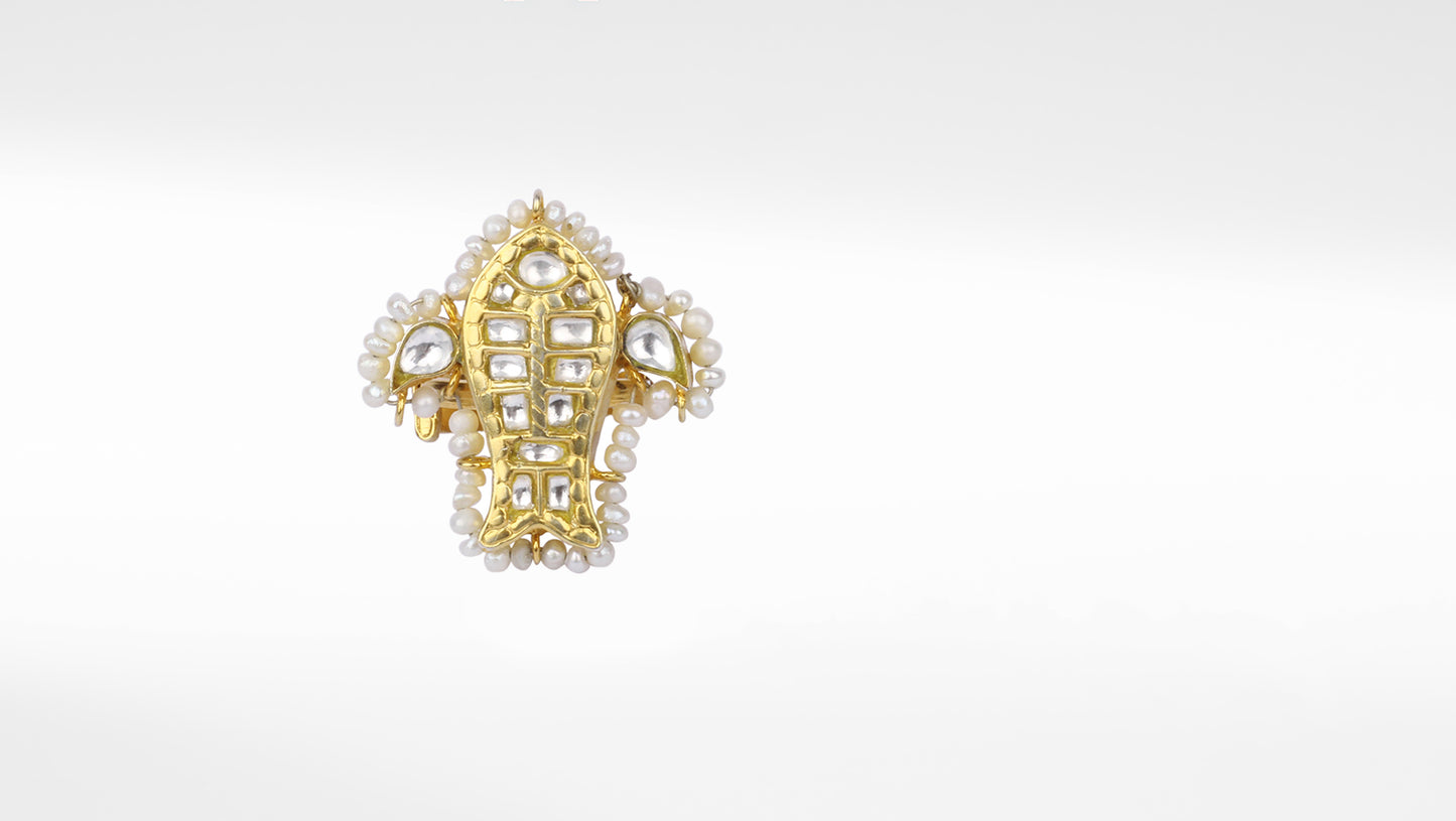 Sangeeta Boochra X Payal Singhal  Zaynab Silver Ring with Kundan Work