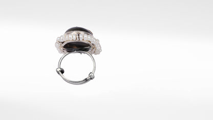 Sangeeta Boochra X Payal Singhal  Hayaa Silver Ring with Labradorite Stone