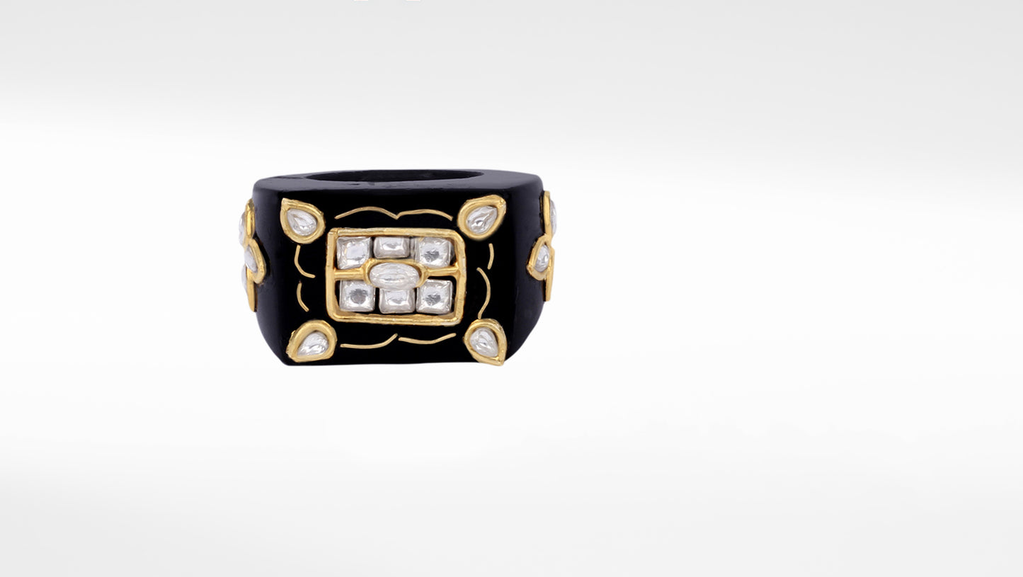 Sangeeta Boochra X Payal Singhal  Sanaa Black Onyx Stone Ring