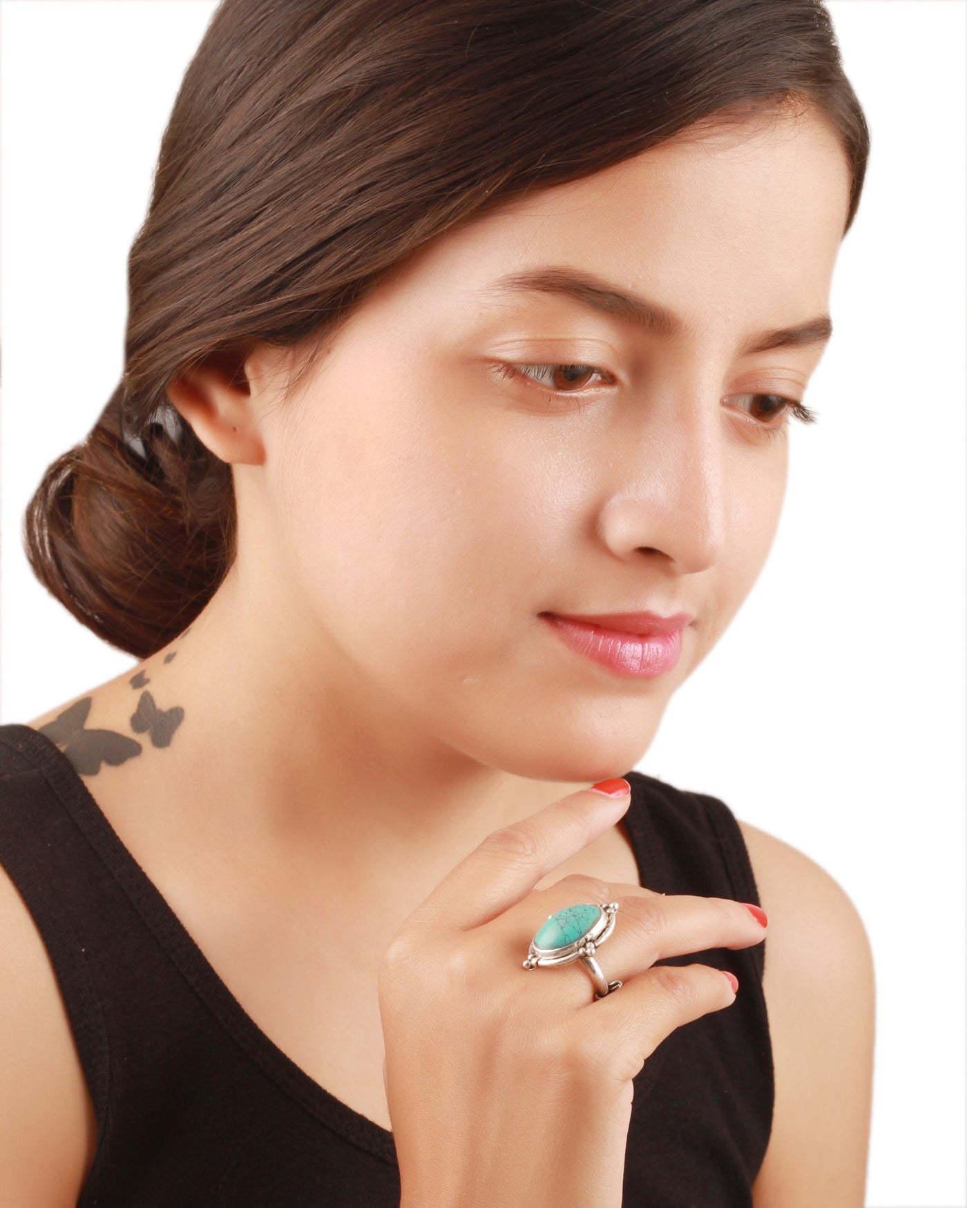 Sangeeta Boochra Turquoise Tribal Silver Adjustable Ring-Ring-Sangeeta Boochra