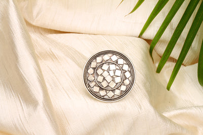 Sangeeta Boochra Silver Oxidised Traditional Ring