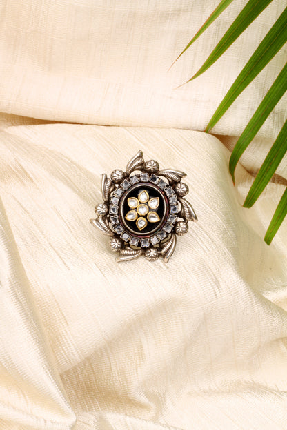 Sangeeta Boochra Silver Motifs Onyx Ring-Ring-Sangeeta Boochra