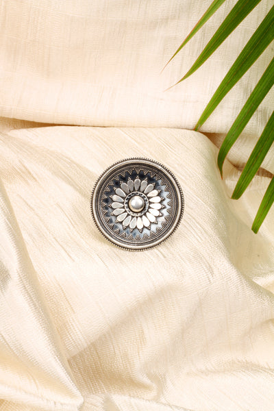 Sangeeta Boochra Silver Engraved Traditional Adjustable Motifs Ring-Ring-Sangeeta Boochra