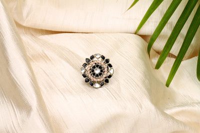 Sangeeta Boochra Silver Ring with Kundan-Ring-Sangeeta Boochra