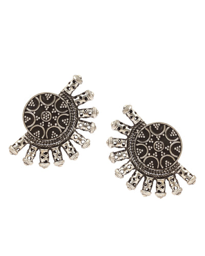 Sangeeta Boochra Black Tribal Silver Earrings-Earrings-Sangeeta Boochra
