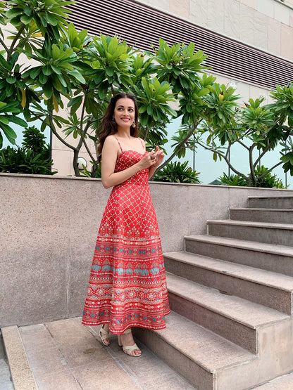 Dia Mirza in 24k Gold Plated Silver Earrings With Turquoise stone-Earrings-Sangeeta Boochra